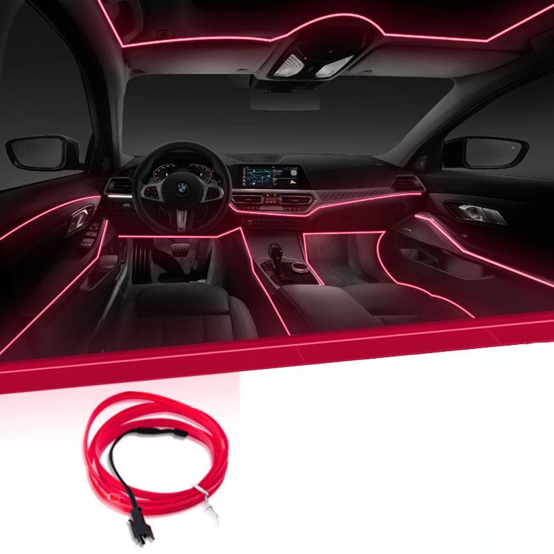 Εύκαμπτο Φωτιζόμενο LED Καλώδιο Neon 12V για Εσωτερική Διακόσμηση Αυτοκινήτου 5m  El Wire - ΡΟΖ